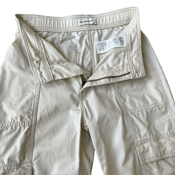 Vintage Abercrombie & Fitch Womens Y2K 27 US 4 Cream Utility Cargo Khaki Pants - Picture 4 of 14